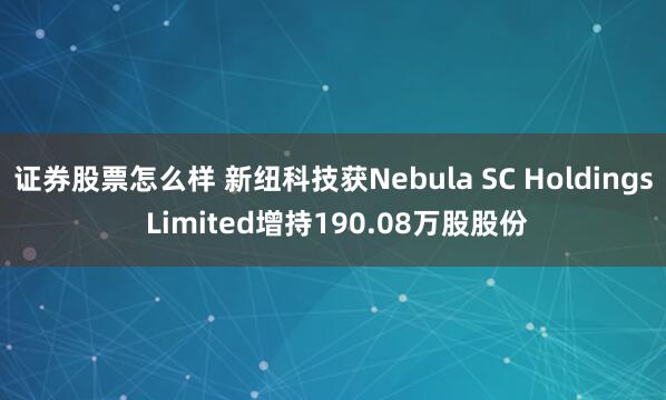 证券股票怎么样 新纽科技获Nebula SC Holdings Limited增持190.08万股股份